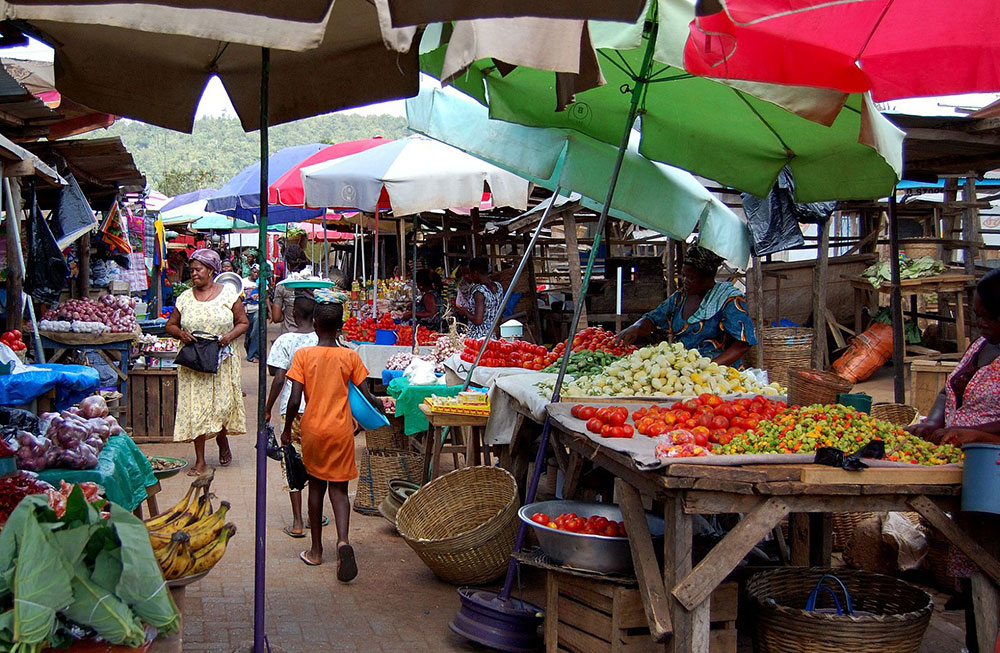 An open air market in West Africa