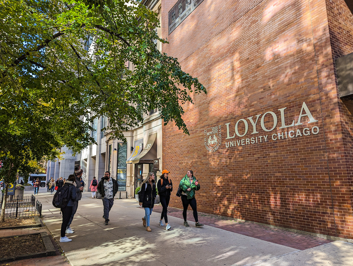 Photo of Loyola logo on Water Tower Campus